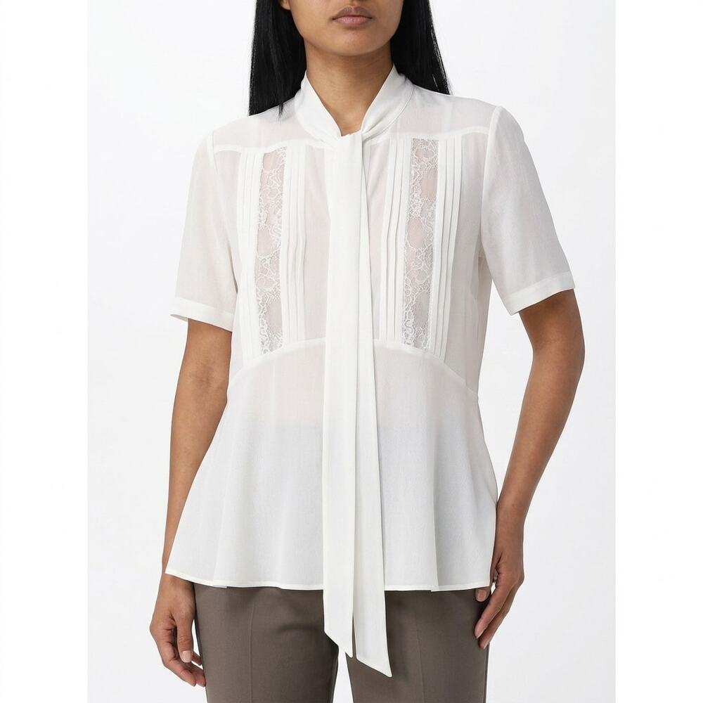 MaxMara Studio Silk Blend White Lightweight Blouse Women Size 10